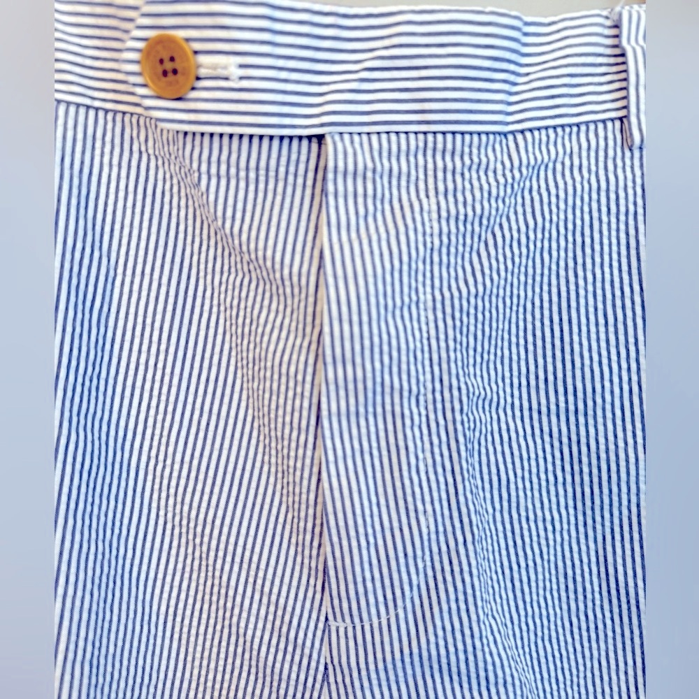 Brooks Brothers Blue and White Striped Flat Front Bermuda Men’s Shorts Size W38 - Picture 2 of 10
